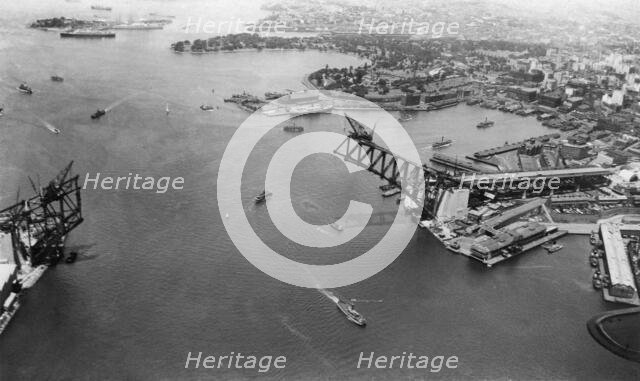 The construction of the Sydney Harbour Bridge in Jan 1930 and 1931. Creator: Isabel Edith Doris Francis.