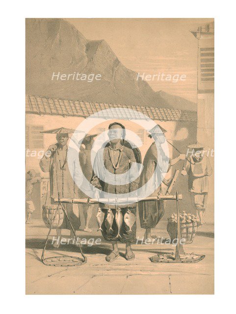 Fishmongers in Hong Kong, 19th century. Creator: M & N Hanhart.