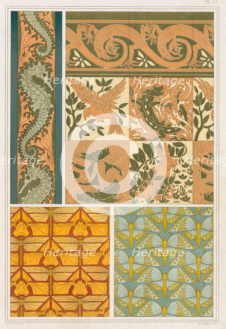 Designs for wallpaper borders and Cermaic Tiles,  pub. 1897. Creator: Maurice Pillard Verneuil (1869?1942).