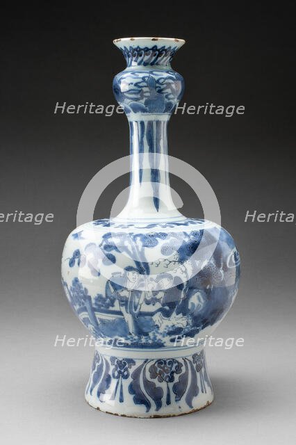 Bottle, Delfland, c. 1690/1700. Creator: Delftware.