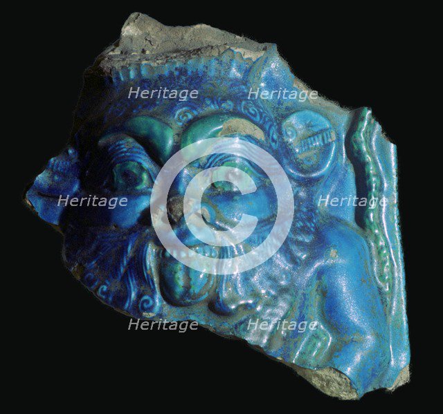 Egyptian faience head of Bes. Artist: Unknown