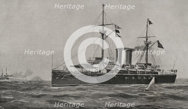 The battleship cruiser "Vizcaya" on its way to New York, 1898.  Creator: Enrique Laporta Valor.