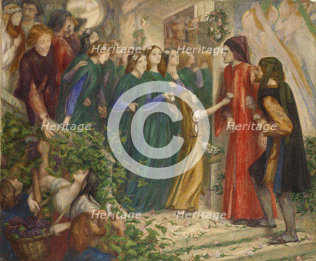 Beatrice at a marriage Feast denying her Salutation to Dante, 1851-1855. Artist: Dante Gabriel Rossetti.