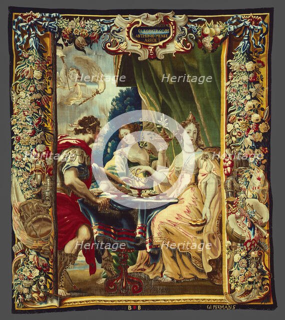 Cleopatra and Antony Enjoying Supper, from The Story of Caesar and Cleopatra, Brussels, c. 1680. Creator: Gerard Peemans.
