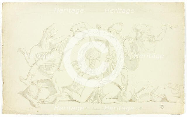 Ancient Bas-Relief with Battle of the Amazons, 1774. Creator: John Downman.