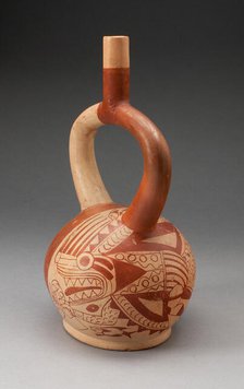Stirrup Vessel Depicting an Anthropomorphic Composite Being, with Overpainting, 100 B.C./A.D. 500. Creator: Unknown.