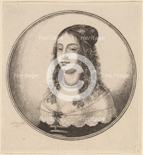 Lady with Ribbons on Curls, 1646. Creator: Wenceslaus Hollar.