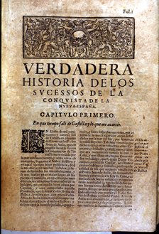 Front page of the book 'Historia verdadera de la conquista de la Nueva España' (True story of the…