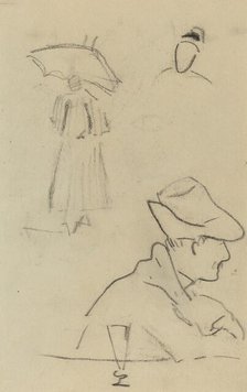 A Person Holding an Umbrella and a Seated Man with a Hat and a Glass [verso], 1884-1888. Creator: Paul Gauguin.