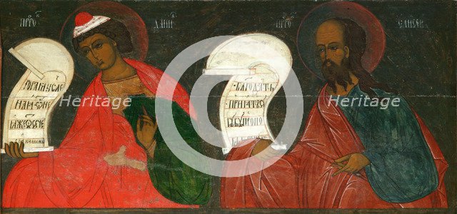 The Prophets Daniel and Elisha, 16th century. Artist: Russian icon  