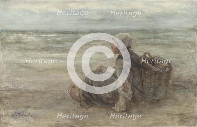 Fisher-girl on the beach, 1903. Creator: Jozef Israels.