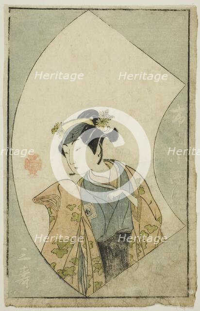 The Actor Ichikawa Kodanji II, from "A Picture Book of Stage Fans (Ehon butai ogi)", Japan, 1770. Creator: Shunsho.