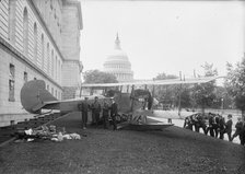Curtiss Airplane - Curtiss Twin Engine Biplane Exhibited at Senate Office Building, 1917. Creator: Harris & Ewing.