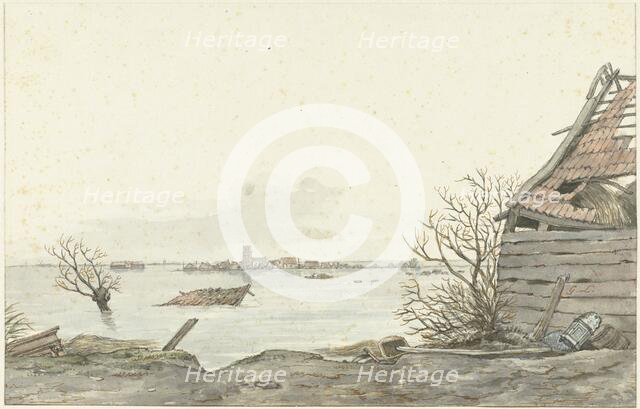 View of the flooded Ransdorp, February 1825. Creator: Gerrit Lamberts.
