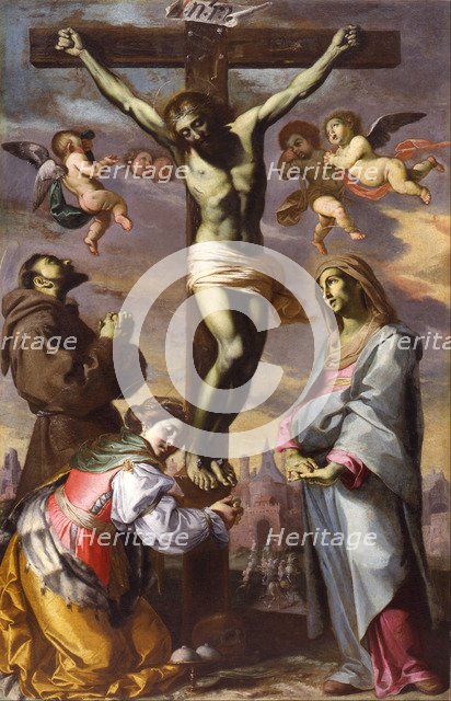 The Crucifixion with the Virgin and Saints Francis and Agatha, Mid of 17th cen.. Artist: Mei, Bernardino (1612-1676)