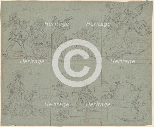 Political Cartoon of the American Civil War, 1860s. Creator: Emanuel Gottlieb Leutze.