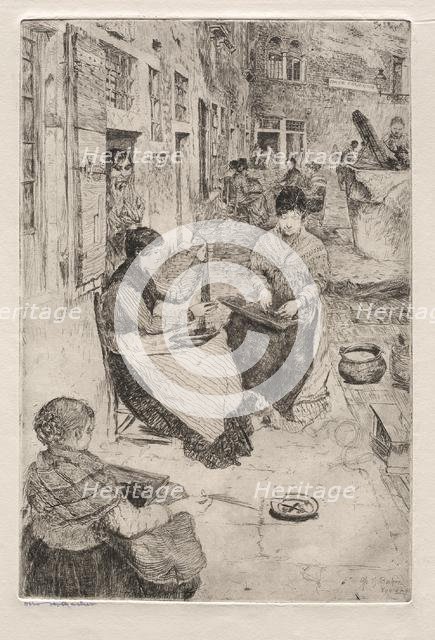 Etchings of Venice: Bead Stringers, 1882. Creator: Otto H. Bacher (American, 1856-1909).