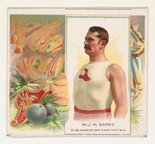 W.J.M. Barry, Hammer Throw, from World's Champions, Second Series (N43) for Allen & Ginter..., 1888. Creator: Allen & Ginter.