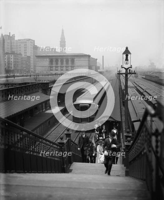 Arriving from the suburbs, Chicago, Ill., c1907. Creator: Unknown.