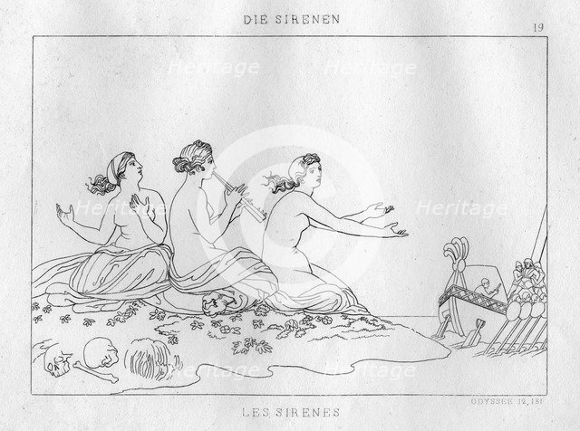 The Sirens attempting to lure Odysseus onto the rocks, c1833. Artist: Unknown