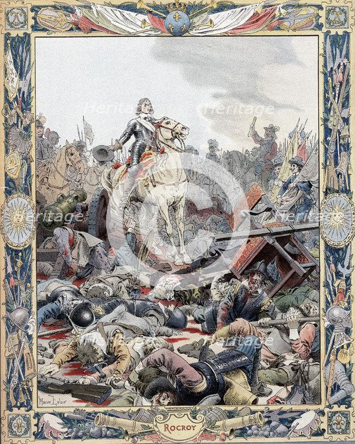 duc d'Enghien leading French victory over Spanish, Thirty Years War, (1643) c1880. Artist: Unknown