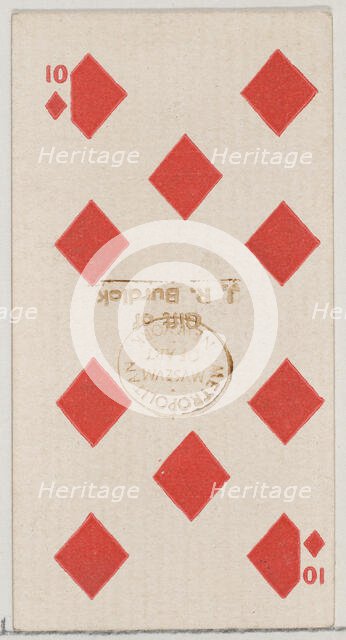 Ten Diamonds (red), from the Playing Cards series (N84) for Duke brand cigarettes, 1888., 1888. Creator: Unknown.
