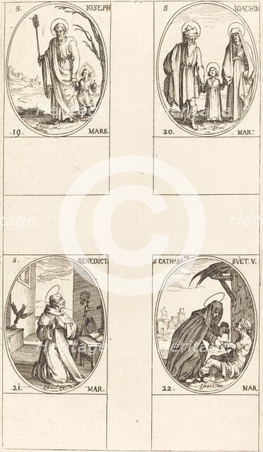 St. Joseph; St. Joachim; St. Benedict, Abbot; St. Catharine of Sweden. Creator: Jacques Callot.