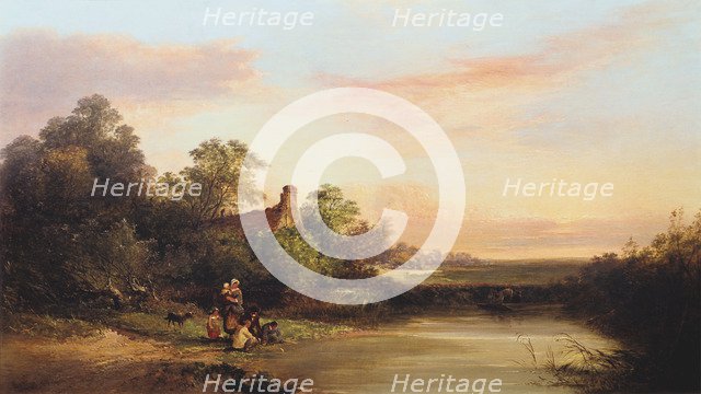 'English Landscape with Cottage and Stream', 1860. Artist: Edward Charles Williams