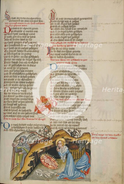 The Nativity; Weltchronik, about 1400-1410. Creator: Unknown.