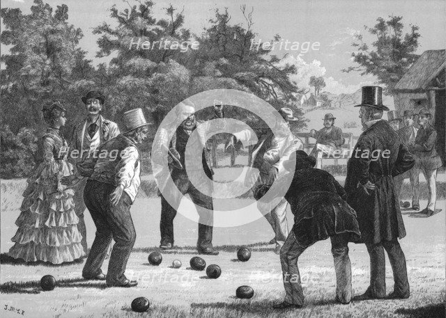 'A Game at Bowls', 1872. Artist: J M L R.