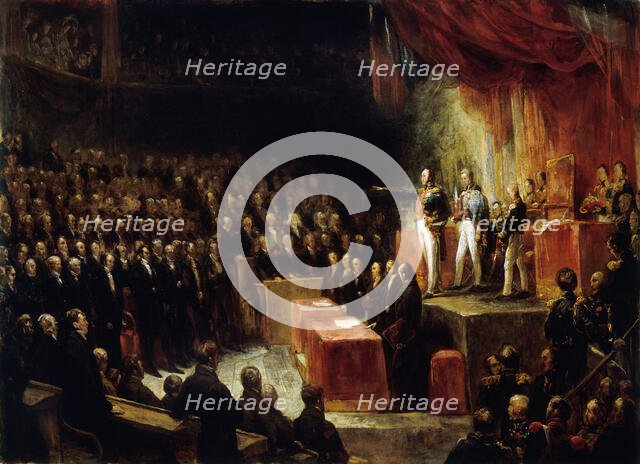 Louis-Philippe takes the oath on the constitution before the chambers on August 9, 1830, 1830. Creator: Scheffer, Ary (1795-1858).