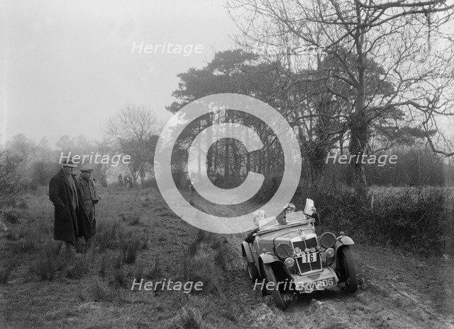 MG F type of D Impanni at the Sunbac Colmore Trial, near Winchcombe, Gloucestershire, 1934. Artist: Bill Brunell.