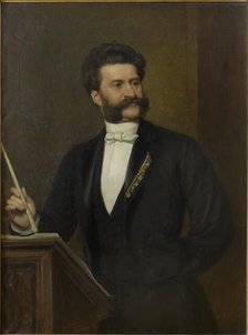 Portrait of Johann Strauss (1825-1899), 1888. Creator: Eisenmenger, August (1830-1907).