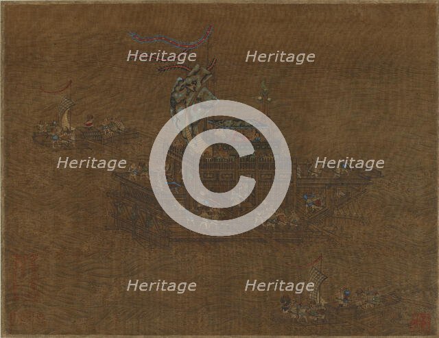 A royal barge at sea, Ming or Qing dynasty, 16th-17th century. Creator: Unknown.