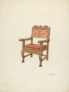 Hand-Carved Armchair, c. 1941. Creator: Cornelius Christoffels.