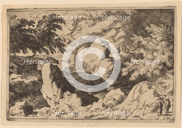 Three Men on a Rock, probably c. 1645/1656. Creator: Allart van Everdingen.