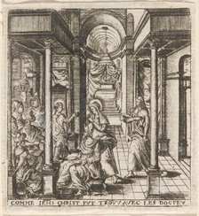 Mary and Joseph Find the Boy Jesus in the Temple with the Doctors, probably c. 1576/1580. Creator: Leonard Gaultier.