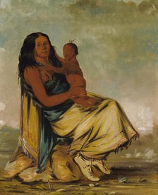 Wáh-chee-te, Wife of Cler-mónt, and Child, 1834. Creator: George Catlin.