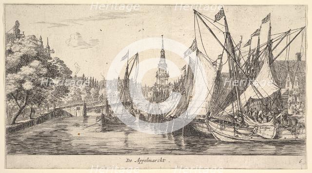 De Appelmarckt (The Apple Market), from Views in Amsterdam, plate 6, ca. 1659/62 (?). Creator: Reinier Zeeman.