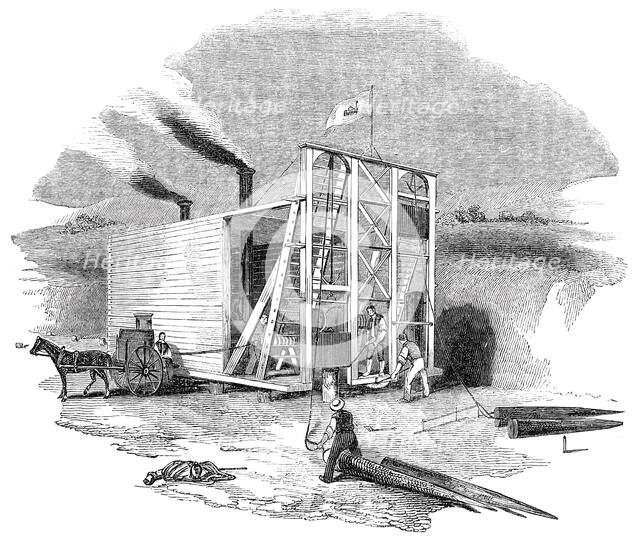 Patent American steam pile-driving engine, 1844. Creator: Unknown.