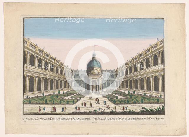 Perspective view of the Great Cloister of the Escorial Tomb of the Kings of Spain, 1700-1799.  Creator: Unknown.
