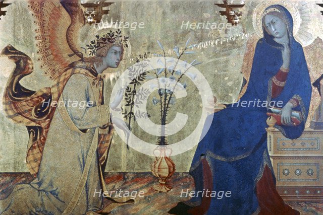'The Annunciation and Two Saints', (detail), 1333. Artist: Simone Martini