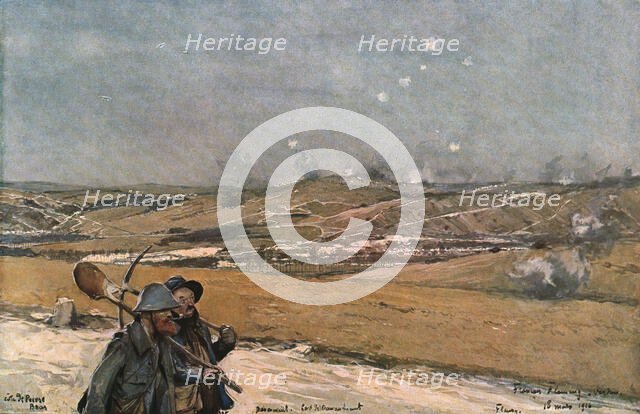 'La Bataille de Verdun; La hauteur de Douamont vue du fort de la Chaume', 1916. Creator: Francois Flameng.