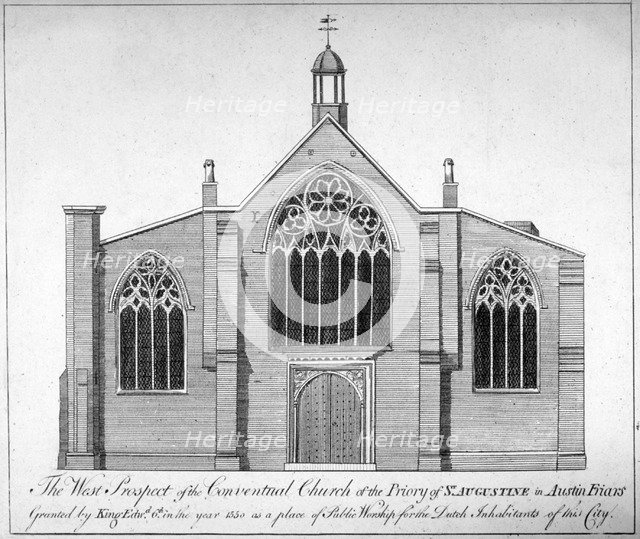 West elevation of Austin Friars, City of London, 1865.               Artist: Anon