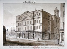 View of Borough High Street and the corner of London Bridge, Southwark, London, 1828 Artist: John Chessell Buckler