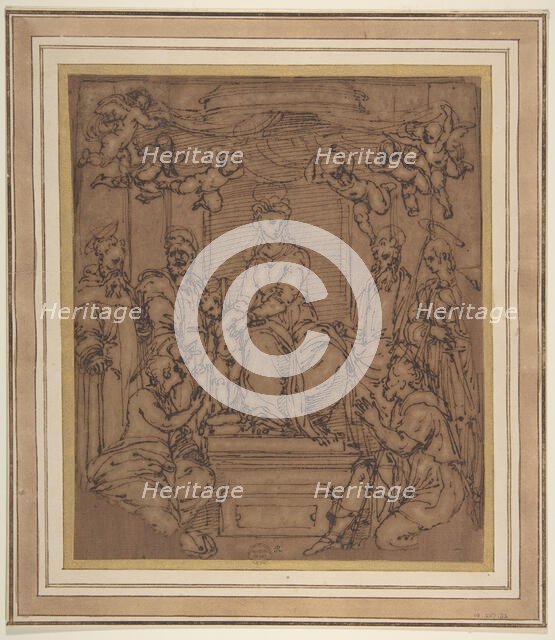 Virgin and Child Enthroned with Saint Anthony Abbot, Saint Peter, Saint Paul..., 1522-23. Creator: Perino del Vaga.