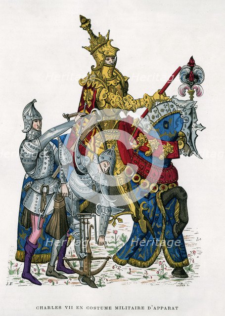 Charles VII, King of France, on horseback in full armour, 15th century (1882-1884).Artist: Gautier