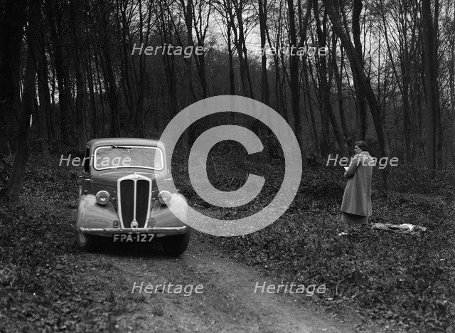 Standard Nine at the Standard Car Owners Club Southern Counties Trial, Hale Wood, Chilterns, 1938. Artist: Bill Brunell.