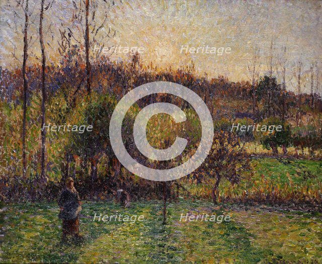 Rising sun at Eragny, 1894. Creator: Pissarro, Camille (1830-1903).