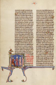 Initial M: Two Men before a Judge; Vidal Mayor, about 1290-1310. Creator: Unknown.